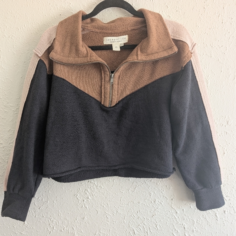 saltwater LUXE Colorblock Quarter-Zip Sweater